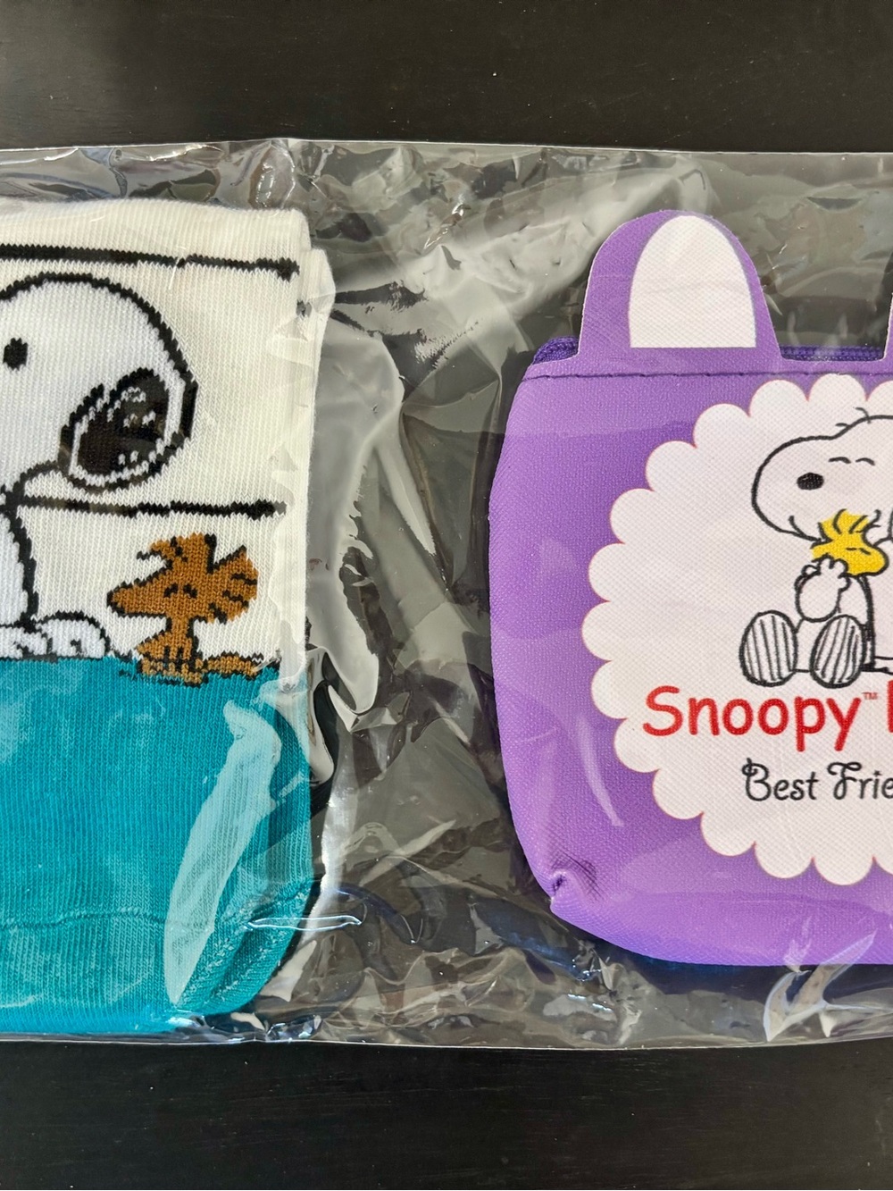 3 sets- Peanuts Snoopy & Charlie Brown Novelty Socks and coin purse.